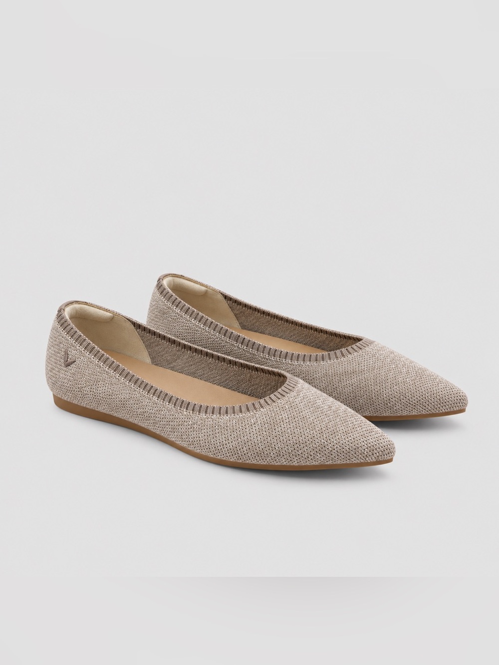 Vivaia Pointed-Toe Ballet Flats (Aria 5°) Heathered Oatmeal Taupe